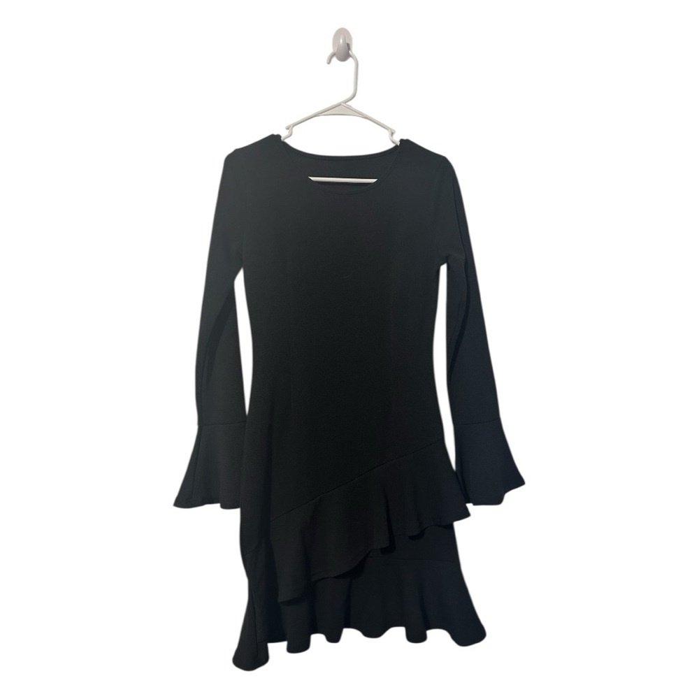 Black Long Sleeve Ruffle Hem Dress | Size S (US 4)